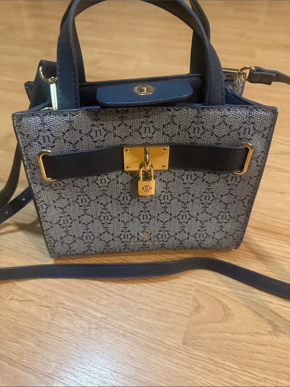 Nanette Lepore Navy and Gold Mini Satchel